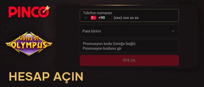 Gates of Olympus oynamak için Pinco hesabı oluşturun