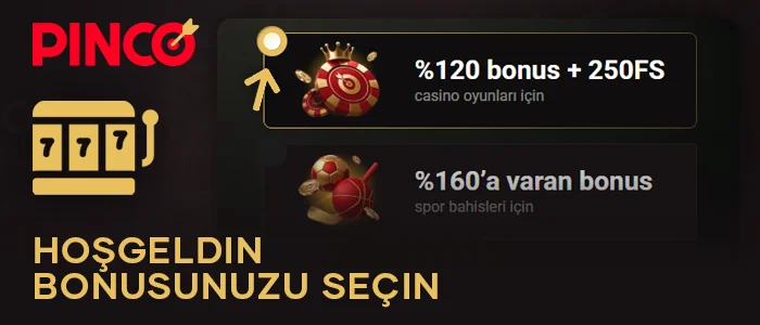 Türk oyuncular için Pinco hoş geldin bonusunu seçin